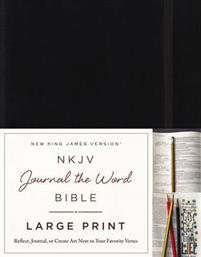 NKJV, Journal the Word Bible, Large Print, Hardcover, Black, Red Letter Edition