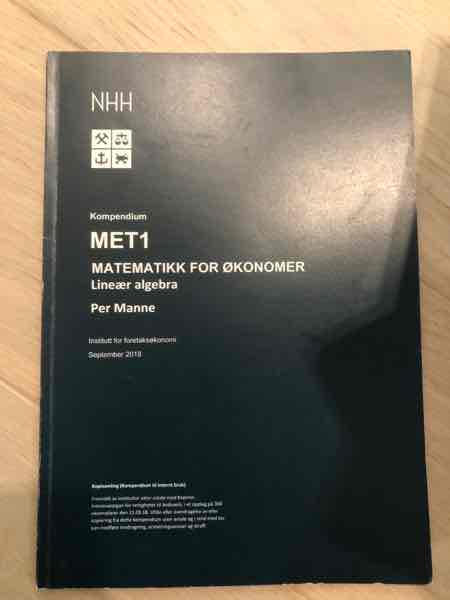 Kompendium MET1 Matematikk for økonomer