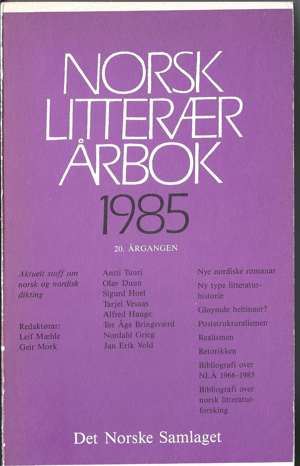 Norsk litterær årbok 1985