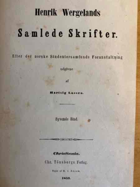 Henrik Wergelands samlede skrifter