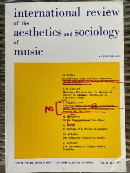 International review of the aestetic and sociology of music