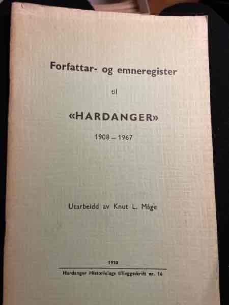 Forfatter- og emneregister til Hardanger
