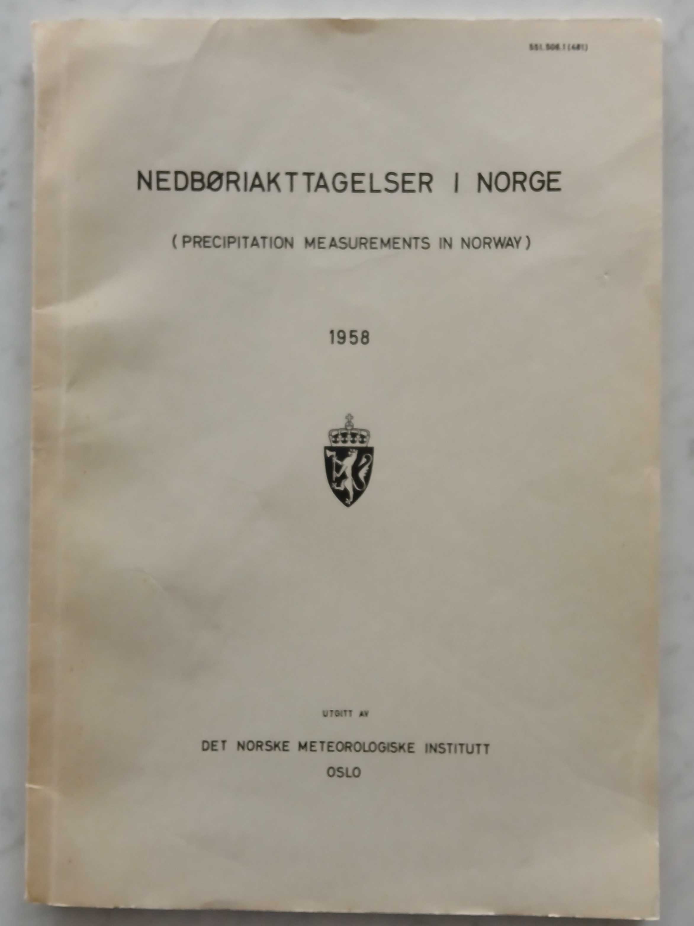Nedbøriakttagelser i Norge 1958